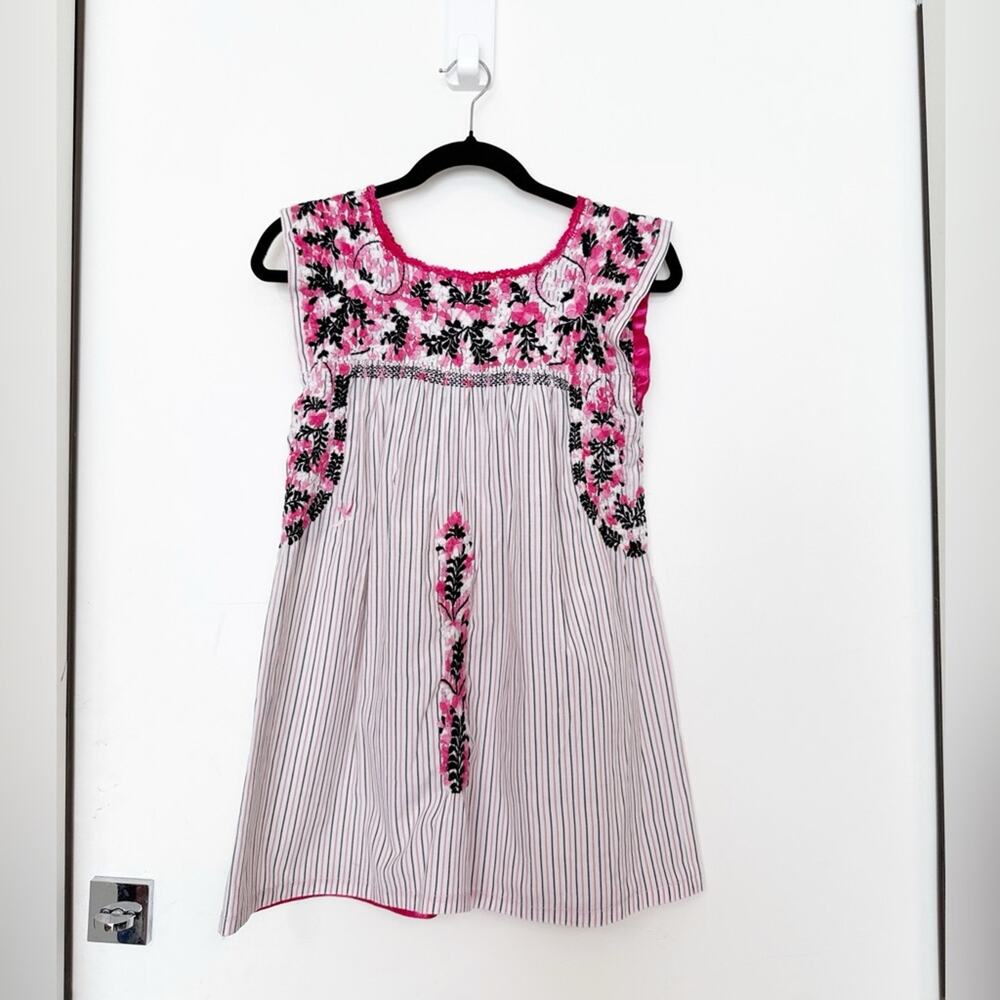Mi Golondrina Pink Embroidered Blouse